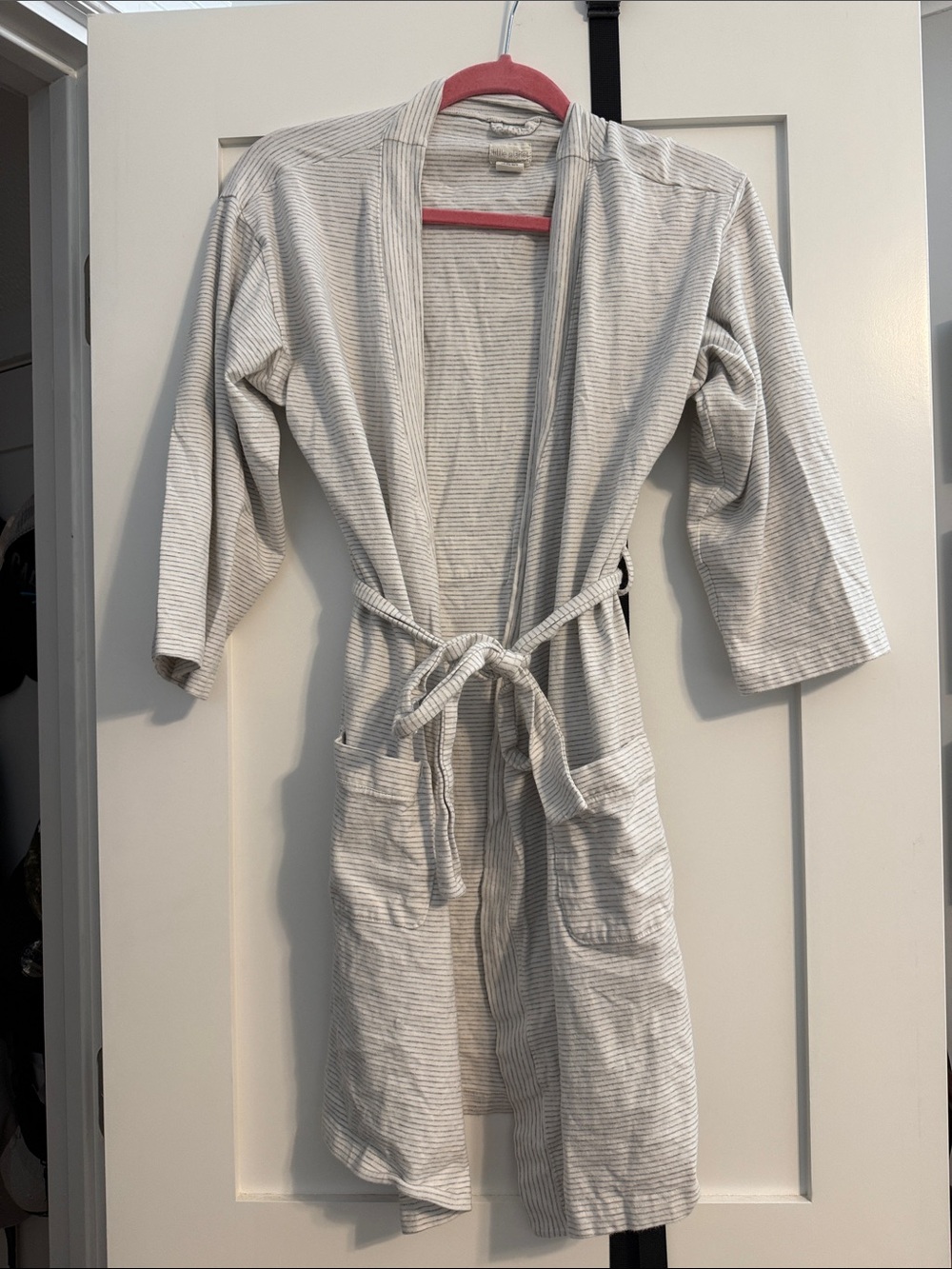 Carter's Cream & Gray Striped Lightweight Kids Robe